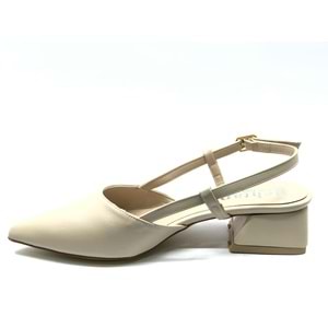 Mehtap Arkası Açık Fiyonk Detaylı Klasik Kadın Topuklu Ayakkabı