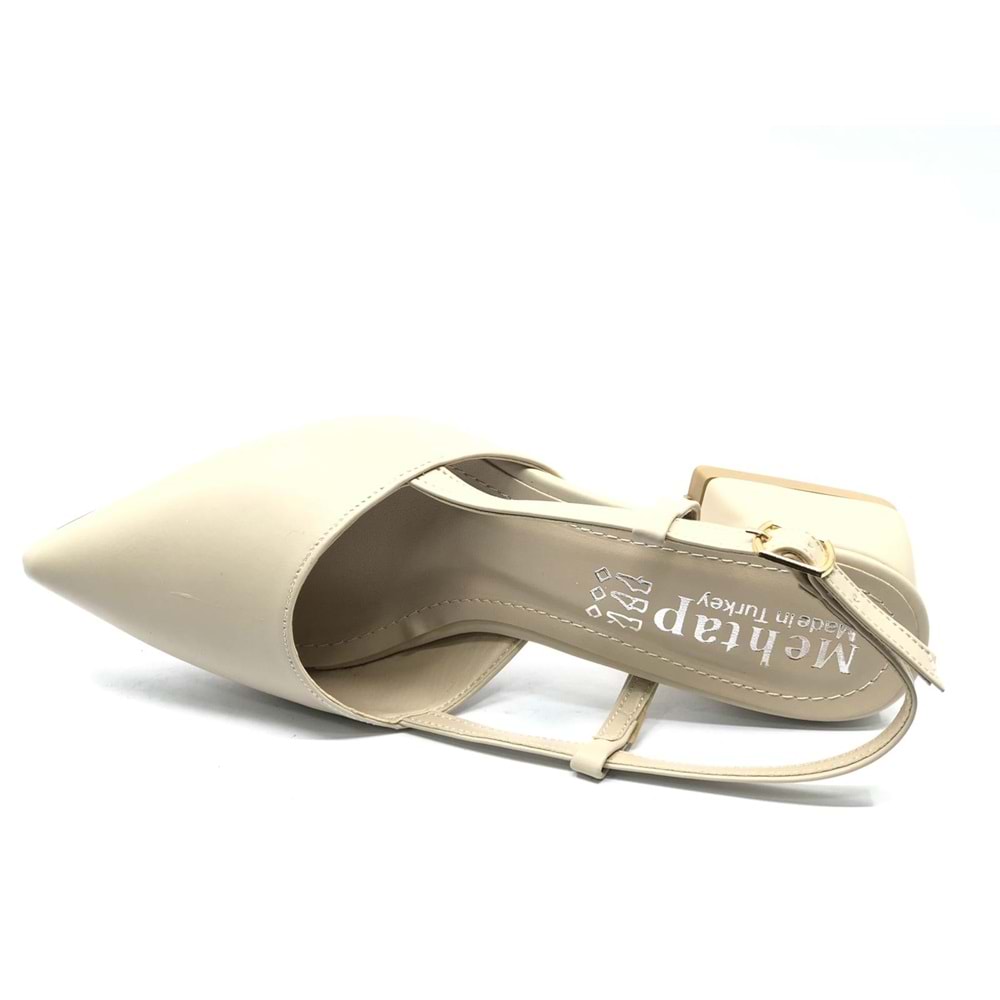 Mehtap Arkası Açık Fiyonk Detaylı Klasik Kadın Topuklu Ayakkabı