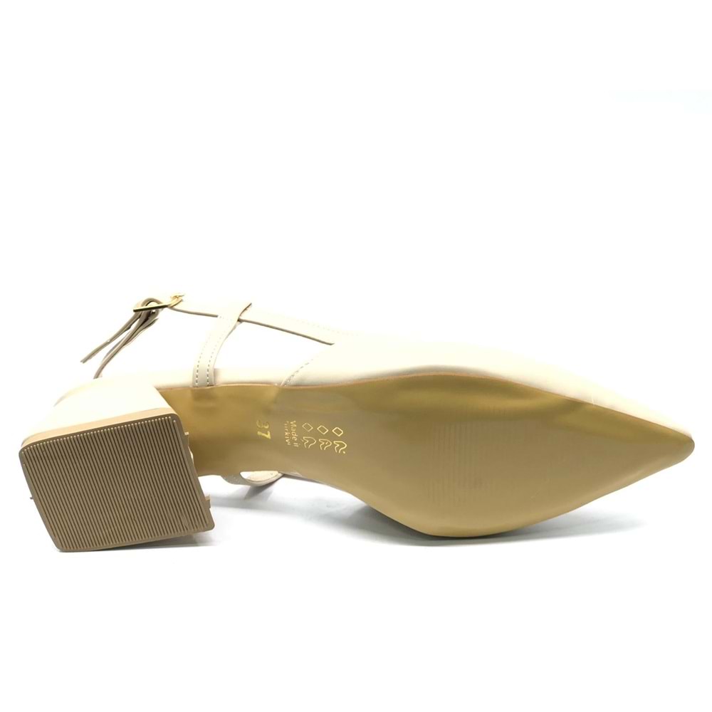 Mehtap Arkası Açık Fiyonk Detaylı Klasik Kadın Topuklu Ayakkabı