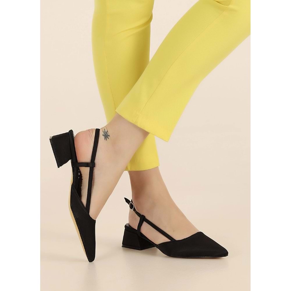 Mehtap Arkası Açık Fiyonk Detaylı Klasik Kadın Topuklu Ayakkabı