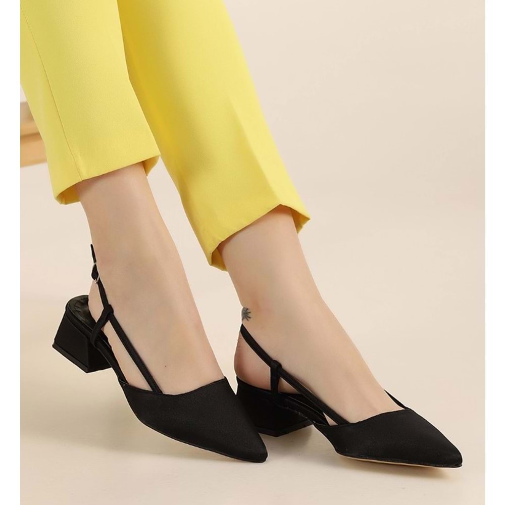 Mehtap Arkası Açık Fiyonk Detaylı Klasik Kadın Topuklu Ayakkabı