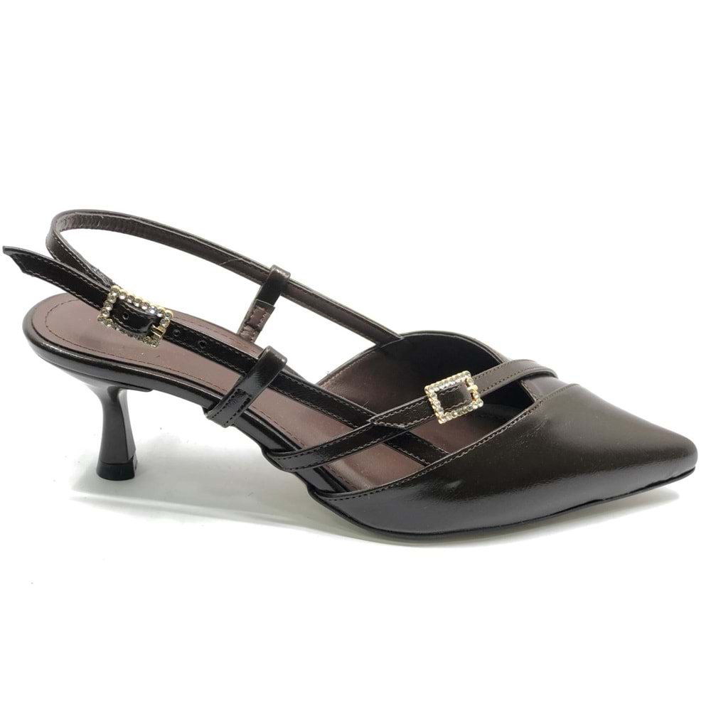 Feles Toka Detaylı Arkası Açık Stiletto Kadın Topuklu Ayakkabı