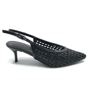 Feles Örgü Detaylı Arkası Açık Stiletto Kadın Topuklu Ayakkabı