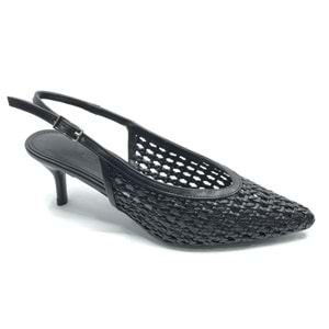 Feles Örgü Detaylı Arkası Açık Stiletto Kadın Topuklu Ayakkabı