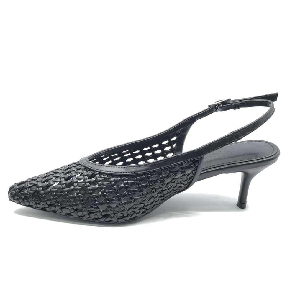 Feles Örgü Detaylı Arkası Açık Stiletto Kadın Topuklu Ayakkabı