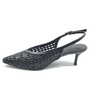 Feles Örgü Detaylı Arkası Açık Stiletto Kadın Topuklu Ayakkabı