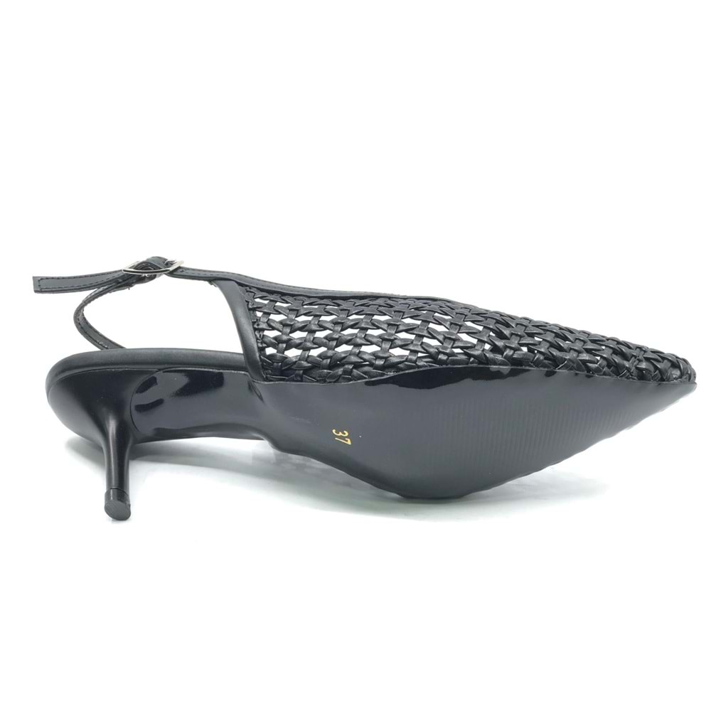 Feles Örgü Detaylı Arkası Açık Stiletto Kadın Topuklu Ayakkabı