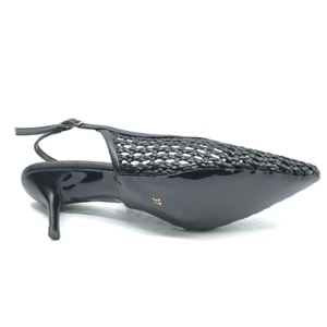 Feles Örgü Detaylı Arkası Açık Stiletto Kadın Topuklu Ayakkabı