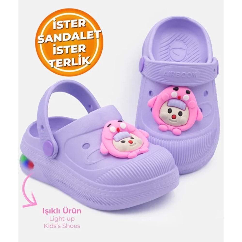 Kocamanlar 2316 Işıklı Emojili Sabo Günlük Terlik Unisex Çocuk Terlik