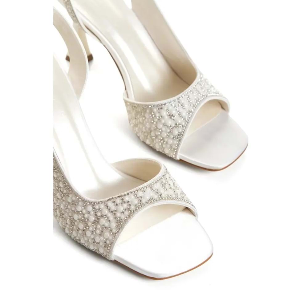 Feles Taş Detaylı Bant Kadın Topuklu Abiye Ayakkabı