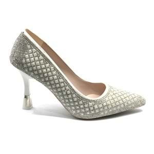 Feles İnci Taş Detaylı Gelinlik Ayakkabısı Kadın Sitiletto