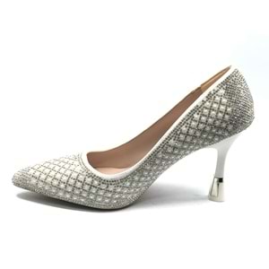 Feles İnci Taş Detaylı Gelinlik Ayakkabısı Kadın Sitiletto