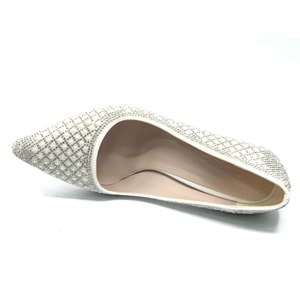 Feles İnci Taş Detaylı Gelinlik Ayakkabısı Kadın Sitiletto