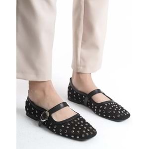 Feles Dantel Taş Detaylı Kadın Babet Ayakkabı