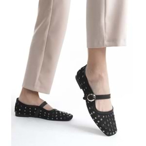 Feles Dantel Taş Detaylı Kadın Babet Ayakkabı