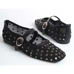 Feles Dantel Taş Detaylı Kadın Babet Ayakkabı