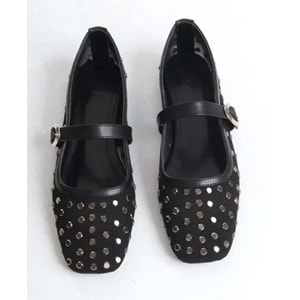 Feles Dantel Taş Detaylı Kadın Babet Ayakkabı