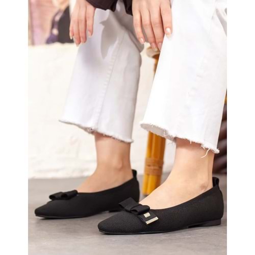 Feles Triko Kurdela Detaylı Kadın Babet Ayakkabı