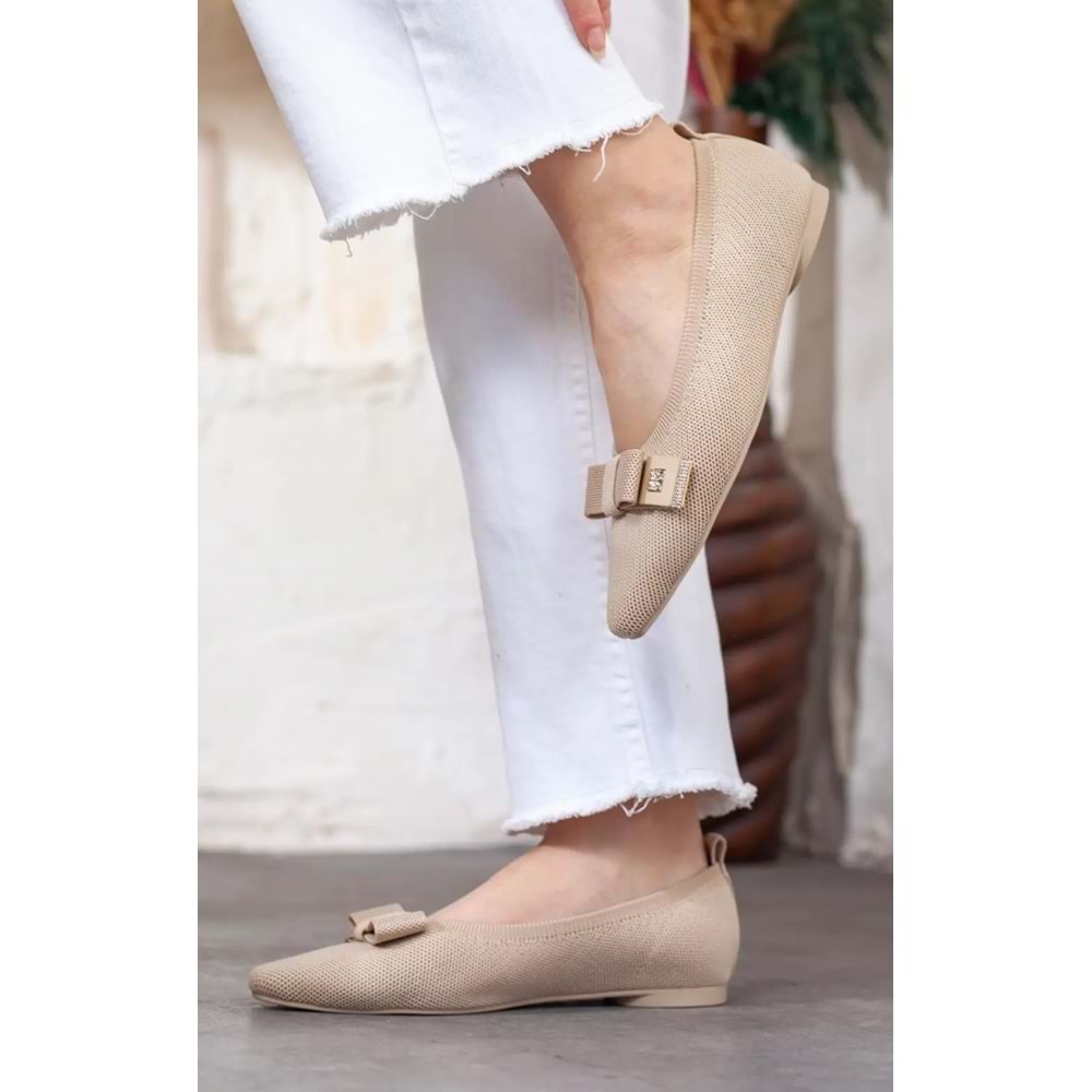 Feles Triko Kurdela Detaylı Kadın Babet Ayakkabı