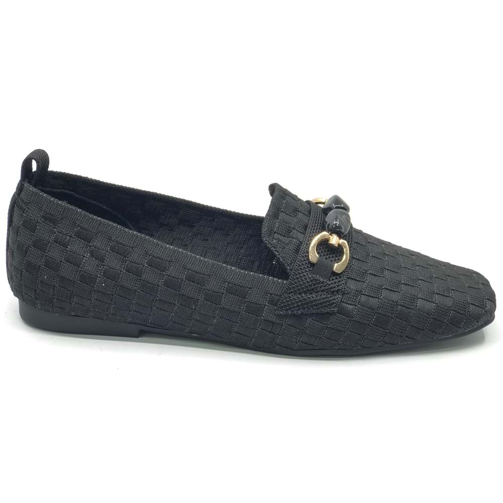 Feles Triko Boncuk Toka Detaylı Kadın Babet Ayakkabı