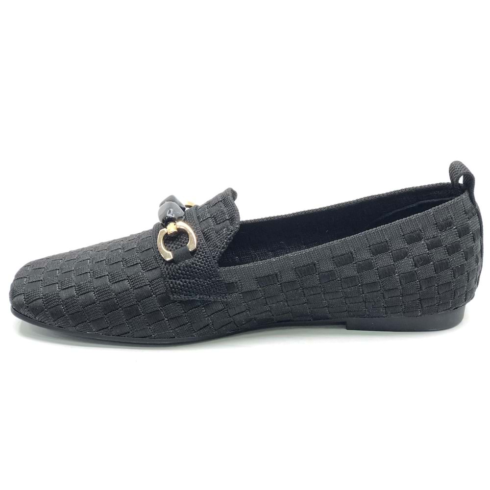 Feles Triko Boncuk Toka Detaylı Kadın Babet Ayakkabı