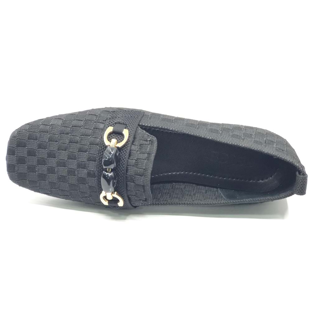 Feles Triko Boncuk Toka Detaylı Kadın Babet Ayakkabı