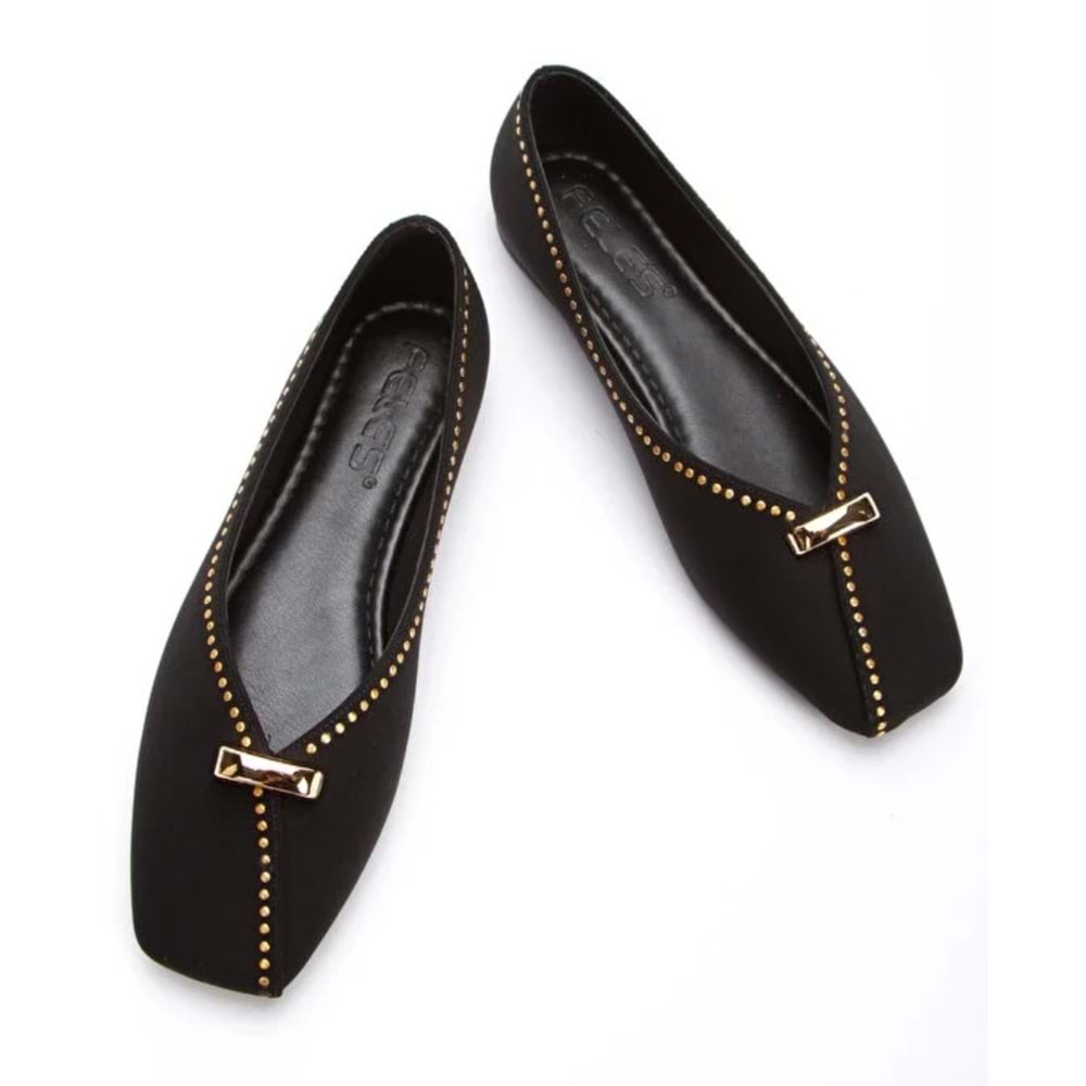 Feles Sarı Toka Detaylı Kadın Babet Ayakkabı