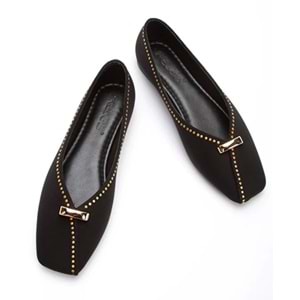 Feles Sarı Toka Detaylı Kadın Babet Ayakkabı