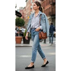 Feles Sarı Toka Detaylı Kadın Babet Ayakkabı