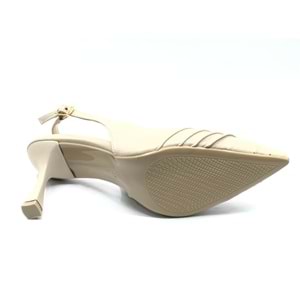 Feles Burgu Detaylı Arkası Açık Stiletto Topuklu Kadın Ayakkabı