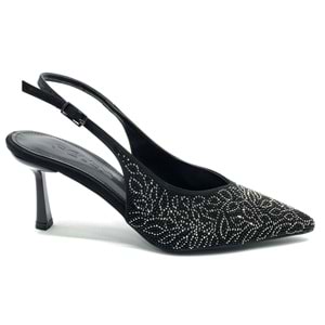 Feles Taş Detaylı Arkası Açık Stiletto Topuklu Kadın Ayakkabı