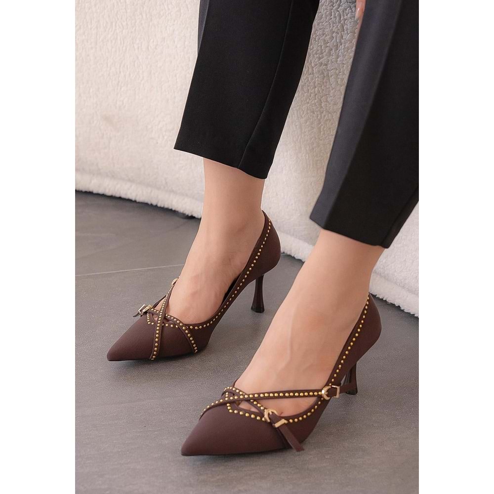 Feles Zımba Toka Detaylı Stiletto Topuklu Kadın Ayakkabı
