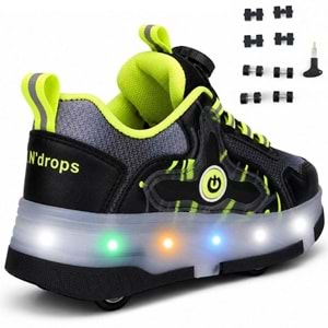 Kocamanlar Kids Club Akıllı Bağcıklı Işıklı Ortopedik Patenli Tekerli Çocuk Spor Ayakkabı