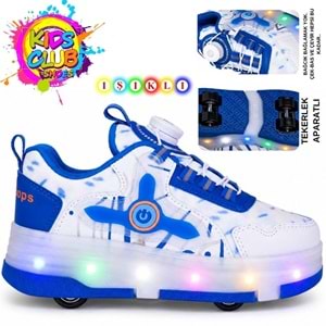 Kocamanlar Kids Club Akıllı Bağcıklı Işıklı Ortopedik Patenli Tekerli Çocuk Spor Ayakkabı