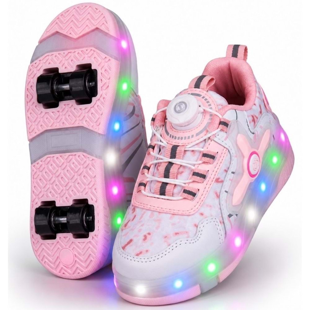 Kocamanlar Kids Club Akıllı Bağcıklı Işıklı Ortopedik Patenli Tekerli Çocuk Spor Ayakkabı