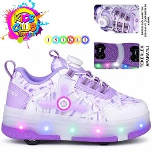 Kocamanlar Kids Club Akıllı Bağcıklı Işıklı Ortopedik Patenli Tekerli Çocuk Spor Ayakkabı