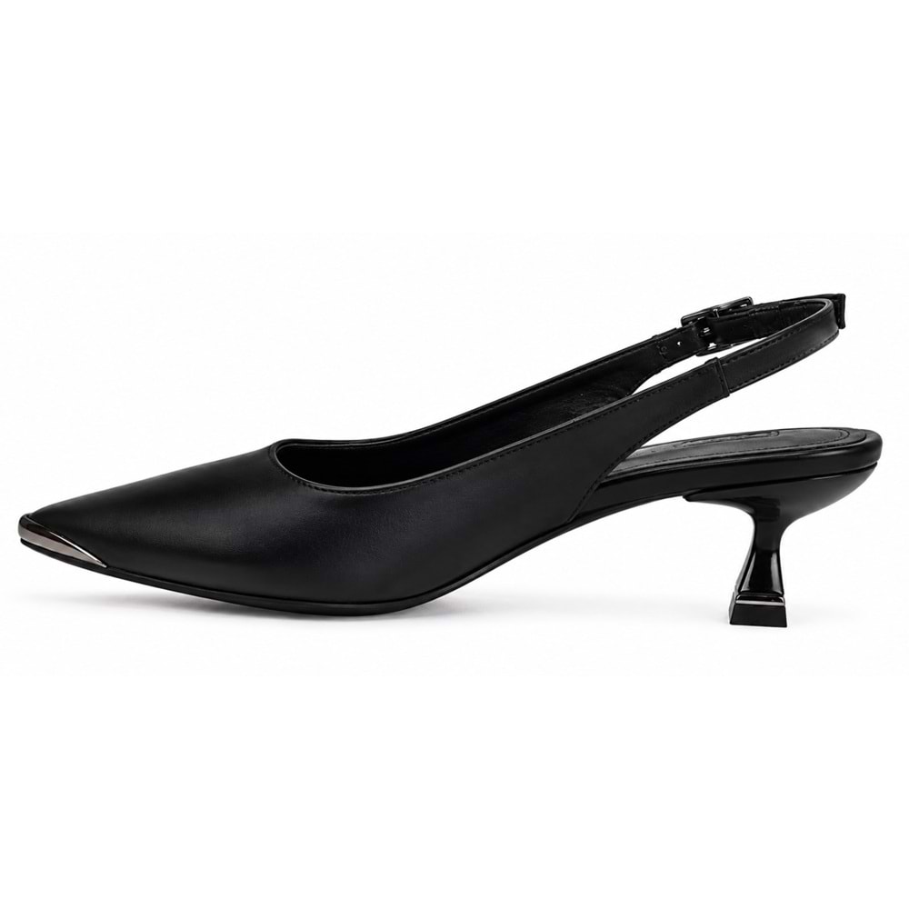Feles Platin Uc Detaylı Arkası Açık Stiletto Kadın Topuklu Ayakkabı
