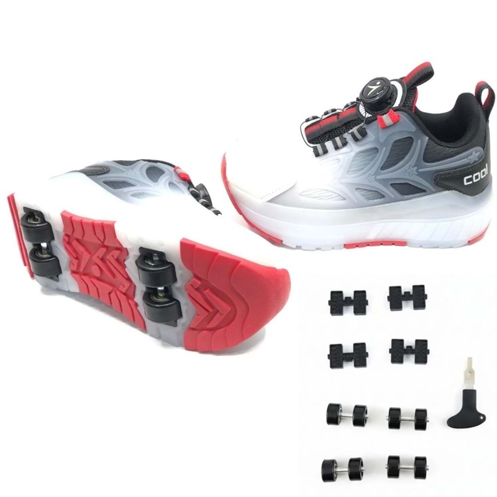 Cool Wheel Akıllı Bağcıklı Işıklı Ortopedik Patenli Çocuk Spor Ayakkabı