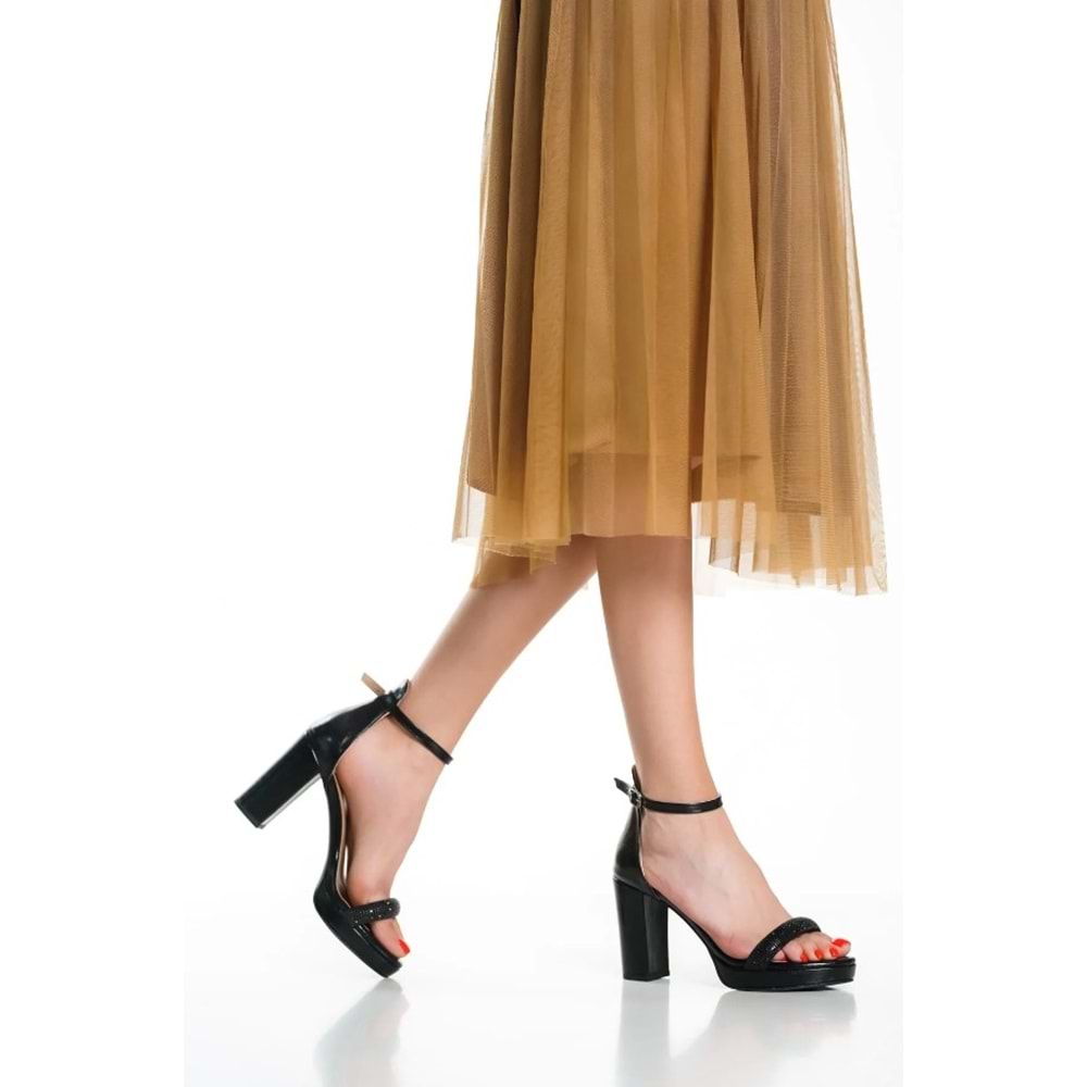 Feles 20mm.platform Taşlı Tek Bant Bilekten Tokalı Abiye Kadın Ayakkabı